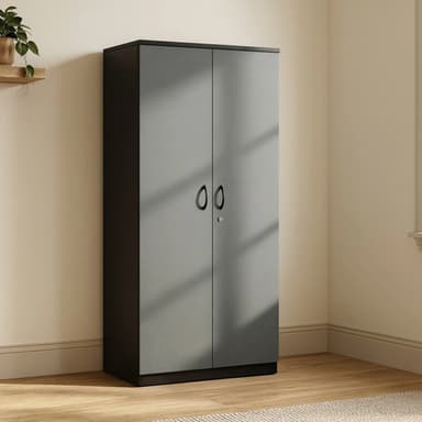 Home Full Eric Engineered Wood 2 Door Wardrobe (Grey, Knock Down) – Compact Modern Wooden Wardrobe with Spacious Storage